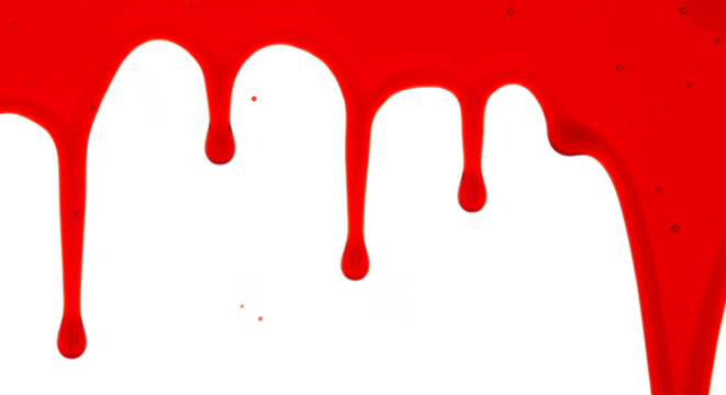 Abstract Dripping Red Paint Blood Liquid Splash on Transparent Background