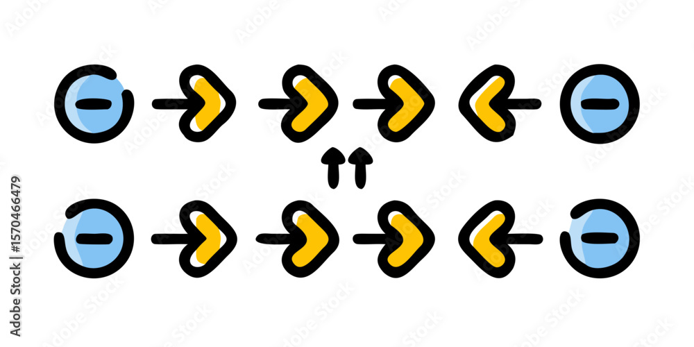 Poster subtraction and addition with arrows in a symbolic representation on black