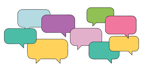 Obraz premium Colorful Speech Bubbles Illustration for Social Media and Communication Concepts