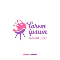 Furniture chair interior logo template design
