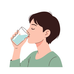 Boy Drinking Water: Hydration and Healthy Lifestyle Illustration