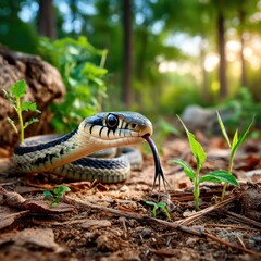 Fototapeta premium Snake in forest floor