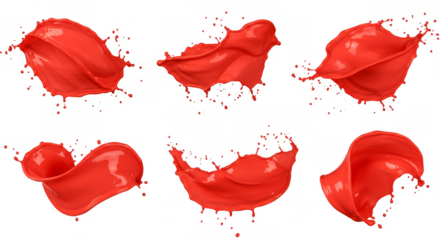 Abstract Red Paint Splashes Liquid Motion Transparent Background