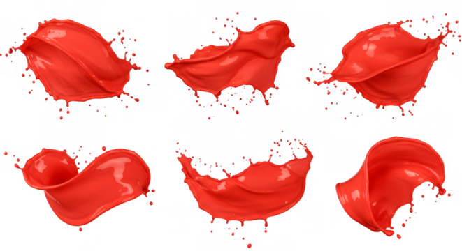 Abstract Red Paint Splashes Liquid Motion Transparent Background