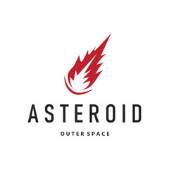 outer space concept with meteorite logo, space rock as asteroid simple silhouette vintage symbol illustration brand or business product and design template