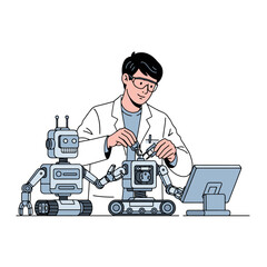 Robot Assembly: Scientist Building Future Tech