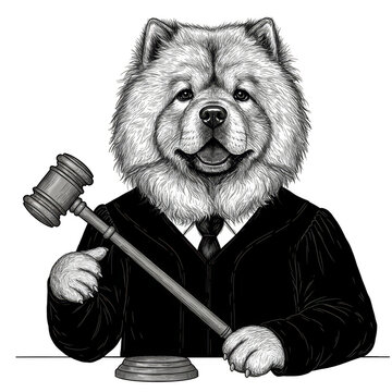 chow chow dog judge holding gavel clip art preview