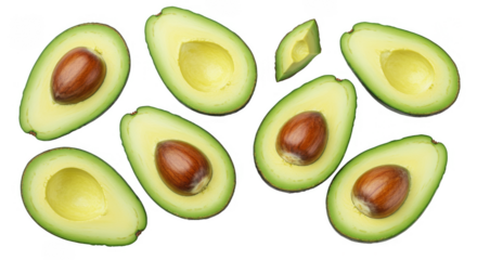Avocado Halves Fresh Transparent Background Food Green Healthy Ripe Raw