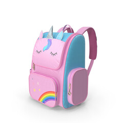 Pink Unicorn Backpack Kids School Bag with Rainbow Design 3d transparent background png