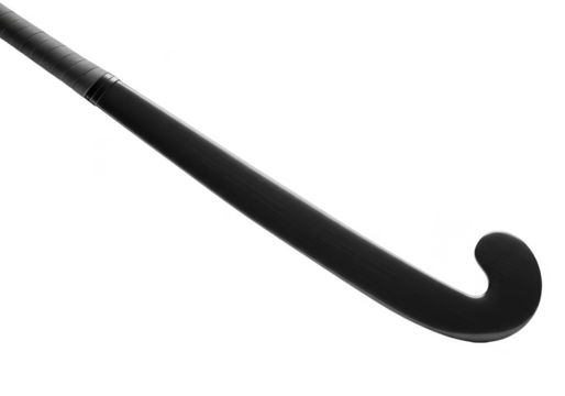 Black Hockey Stick Sport Equipment on Transparent Background Isolated