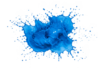 Blue Liquid Paint Splash Abstract Motion on Transparent Background