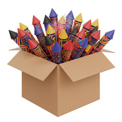 Box of Fireworks Rockets Transparent Background Celebration New Year