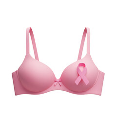 Bra with Pink Ribbon Illustration for Breast Cancer Awareness Support