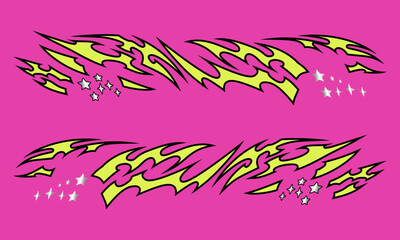 Yellow classic JDM tribal livery design set for drift racing cars, racing car stripping  © Neocozmo Graphic