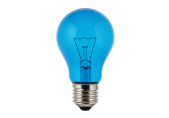 Blue Bulb Illumination Transparent Background Glowing Electricity Energy