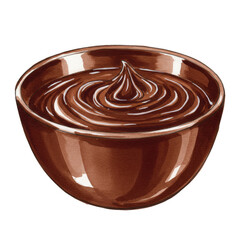 Bowl of Chocolate Illustration Sweet Cocoa Dessert on Transparent