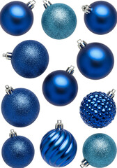 Blue Christmas Ornaments Transparent Background Festive Holiday Decoration