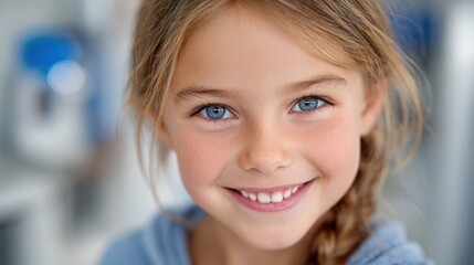 Close-up of smiling child with healthy teeth, symbolizing bright future and dental care