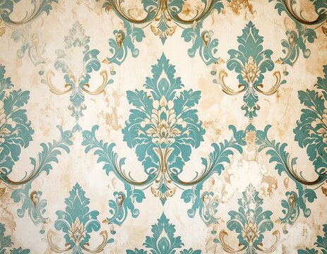 Fototapeta Ornate wallpaper pattern with aged texture