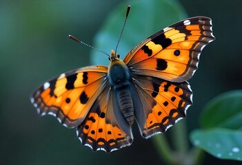 Naklejka premium Close up of a bright orange butterfly with spots