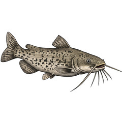 Catfish Illustration Swimming Wildlife Animal Isolated Background PNG