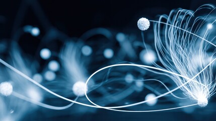 Microscopic quantum particles in a reactor core glowing with scientific intensity