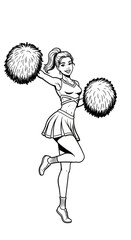 Cheerleader Illustration White Uniform Pom Poms Isolated Background