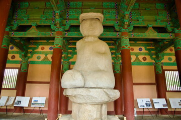 Front View of Seated Stone Buddha at Jeongnimsa