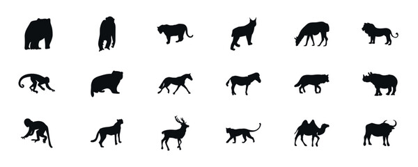 Set of animal silhouettes. Zoo. Animal silhouette. It is ideal for decorating zoo, nature, animal themed objects © Tatiana Bauman 