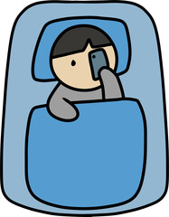 누워서 핸드폰하는 사람