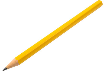 Classic Yellow Pencil with Graphite Tip on a Transparent Background