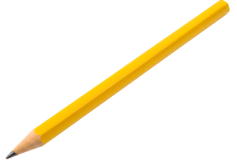 Classic Yellow Pencil with Graphite Tip on a Transparent Background