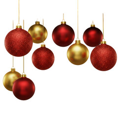Christmas Baubles Ornaments Decoration Festive Red and Gold Transparent Background