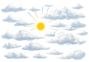 Clouds and Sun Illustration Sunny Day Transparent Background
