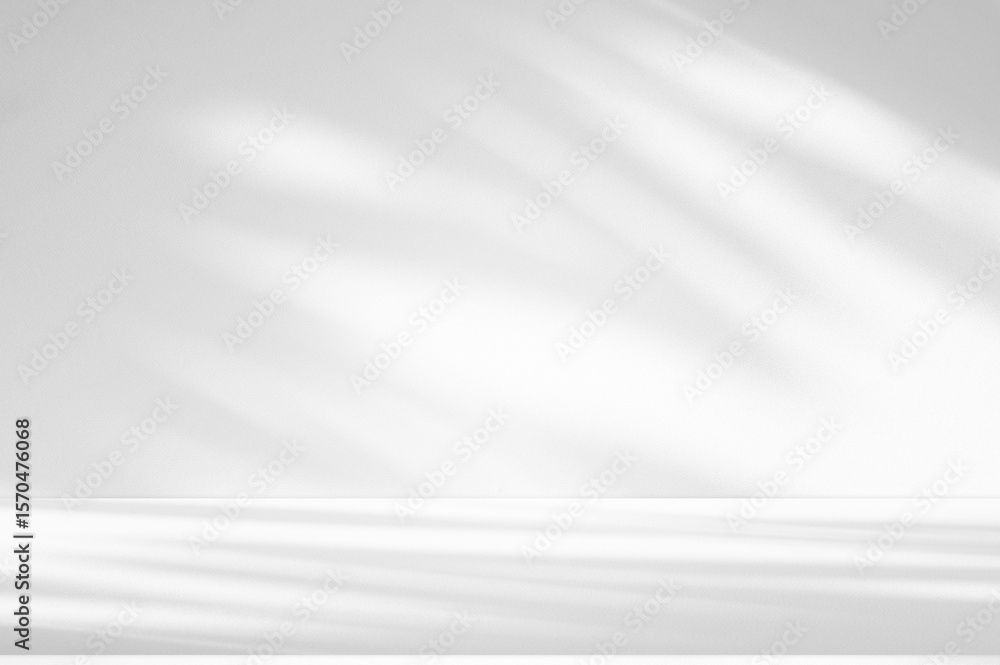 Poster Wall interior background, studio and backdrops show products.with shadow from window color white and grey. background for text insertion and presentation product	