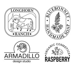 Logo template set. Emblems. Labels collection. Vector linear illustration