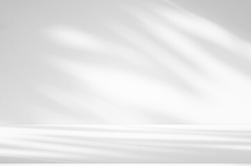 Wall interior background, studio and backdrops show products.with shadow from window color white...