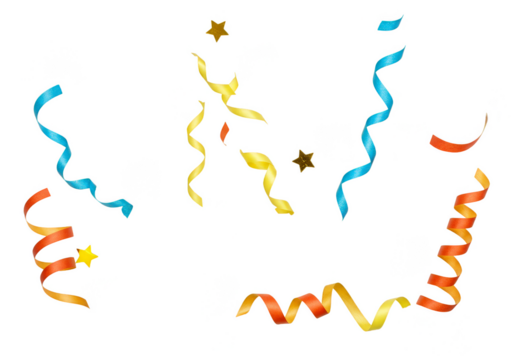Confetti Streamers Celebration Isolated Transparent Background Design Elements