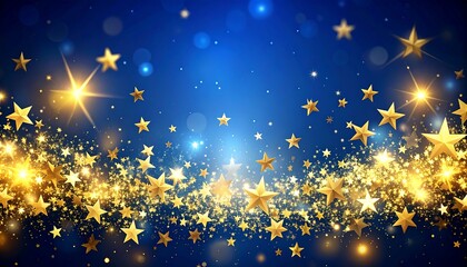 Golden stars on a dark blue background