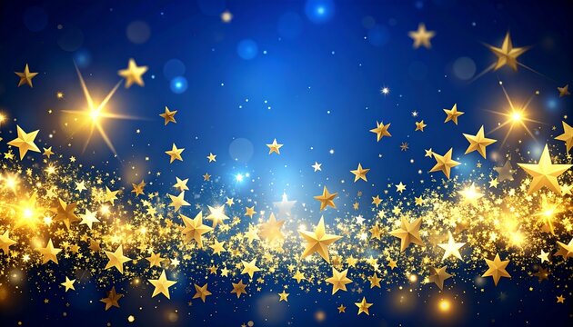 Golden stars on a dark blue background - Powered by Adobe