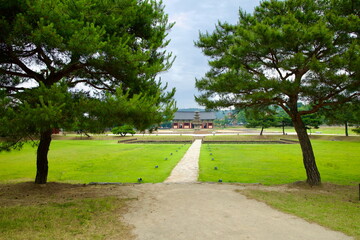 Stone Pagoda Viewed Through Temple Grounds
