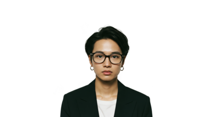 Confident Asian Man in Suit Portrait With Transparent Background