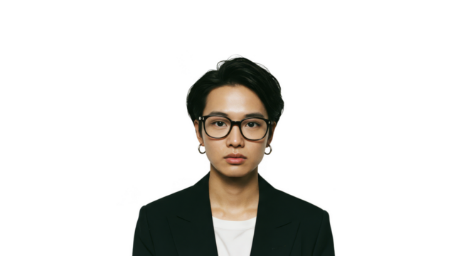Confident Asian Man in Suit Portrait With Transparent Background