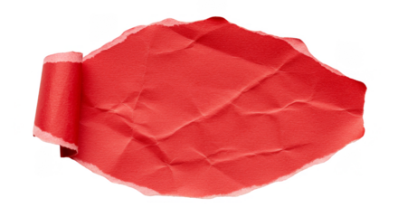 Crumpled Red Label Sticker with Adhesive Texture Isolated Shape