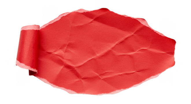 Crumpled Red Label Sticker with Adhesive Texture Isolated Shape