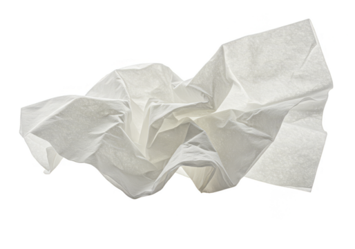 Crumpled Tissue Paper Texture White Background Clean Hygiene Soft PNG