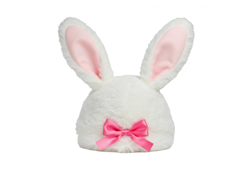 Cute Bunny Ears Pink Bow Transparent Background Easter Illustration