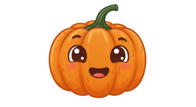 Cute Halloween Pumpkin Cartoon Character Cheerful Fall Illustration - Powered by Adobe