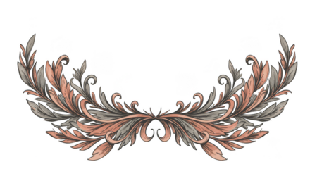 Detailed Illustration Wings Leaves Wreath Frame Decorative Floral Elements