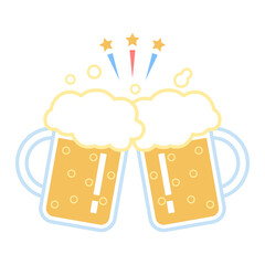 乾杯するビールジョッキのイラスト